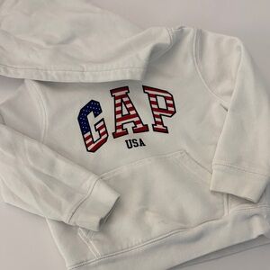 GAP Kids White Hoodie with American Flag Design